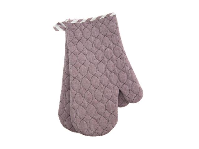 2PC OVEN MITT WAVE STITCHED QUILTED (13") (WINE)
